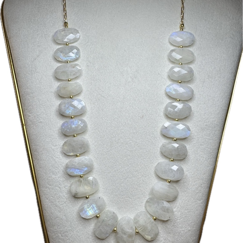 Elegant Blue Fire Moonstone Necklace